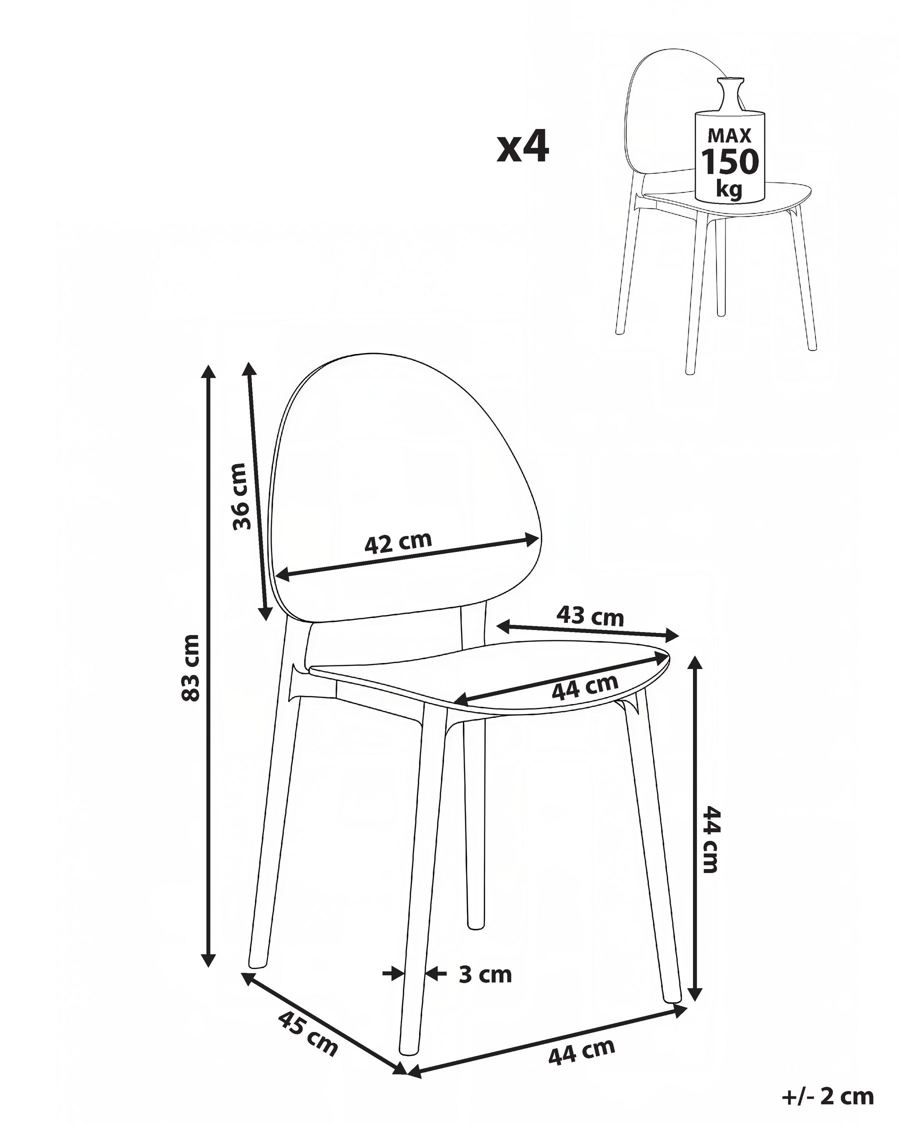 Set of 4 Garden Chairs CEARA Beige_1069690