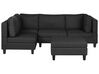 Left Hand 4 Seater Modular Fabric Corner Sofa with Ottoman Black FEVIK _833723