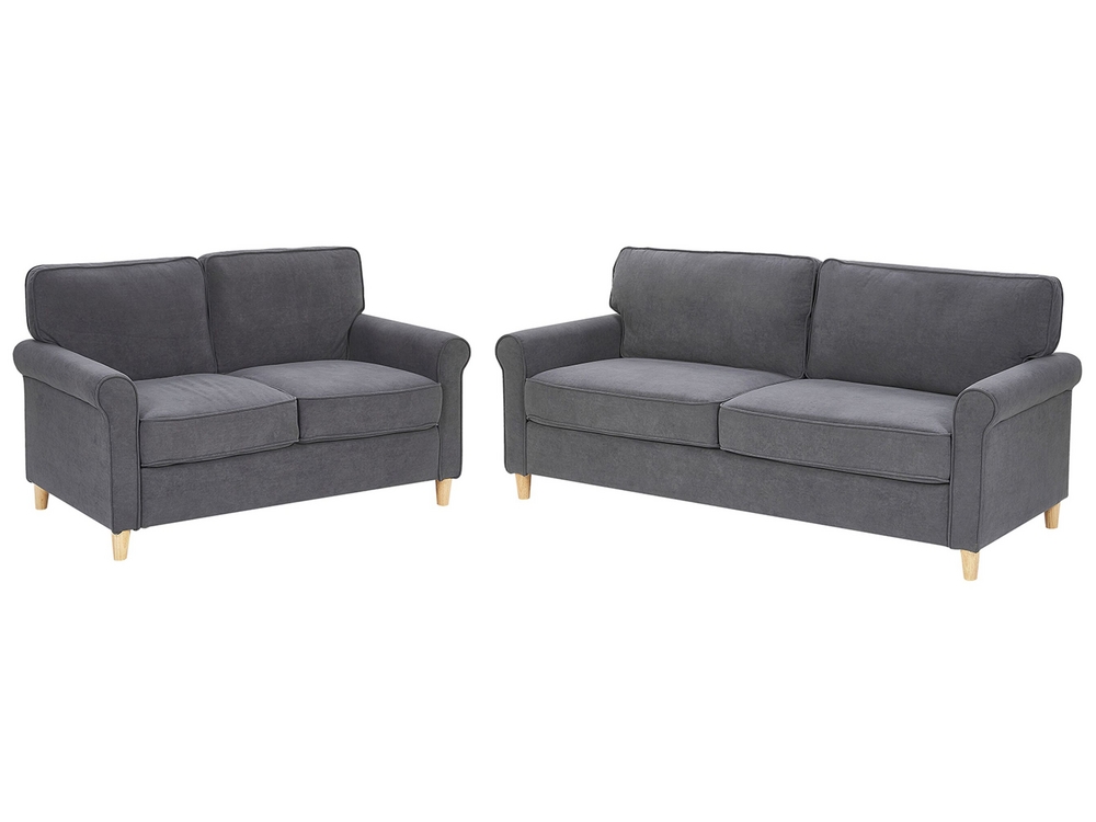 Velvet Sofa Set Grey RONNEBY Beliani