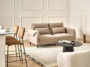 Sofa 3 Seater WETLAN Fabric Light Brown_1184119