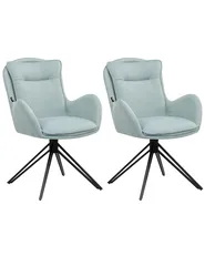Set of 2 Dining Chairs Swivel AVELAR Fabric Light Blue_945002