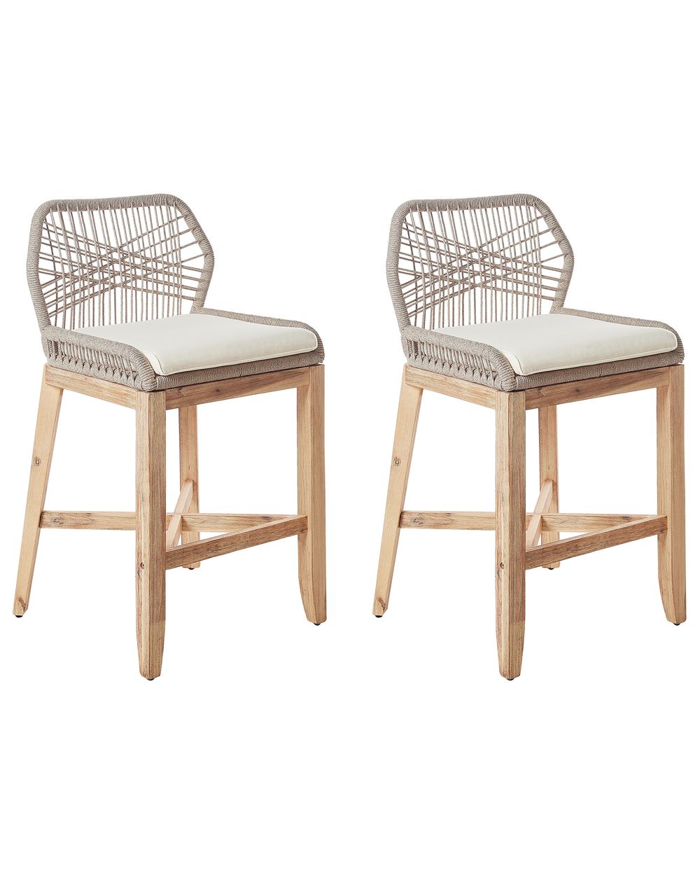 Lot de 2 chaises de bar de jardin TALAMONE Acacia Beige