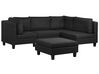 Canapé angle gauche modulable 4 places en tissu noir avec pouf ottoman FEVIK_781281