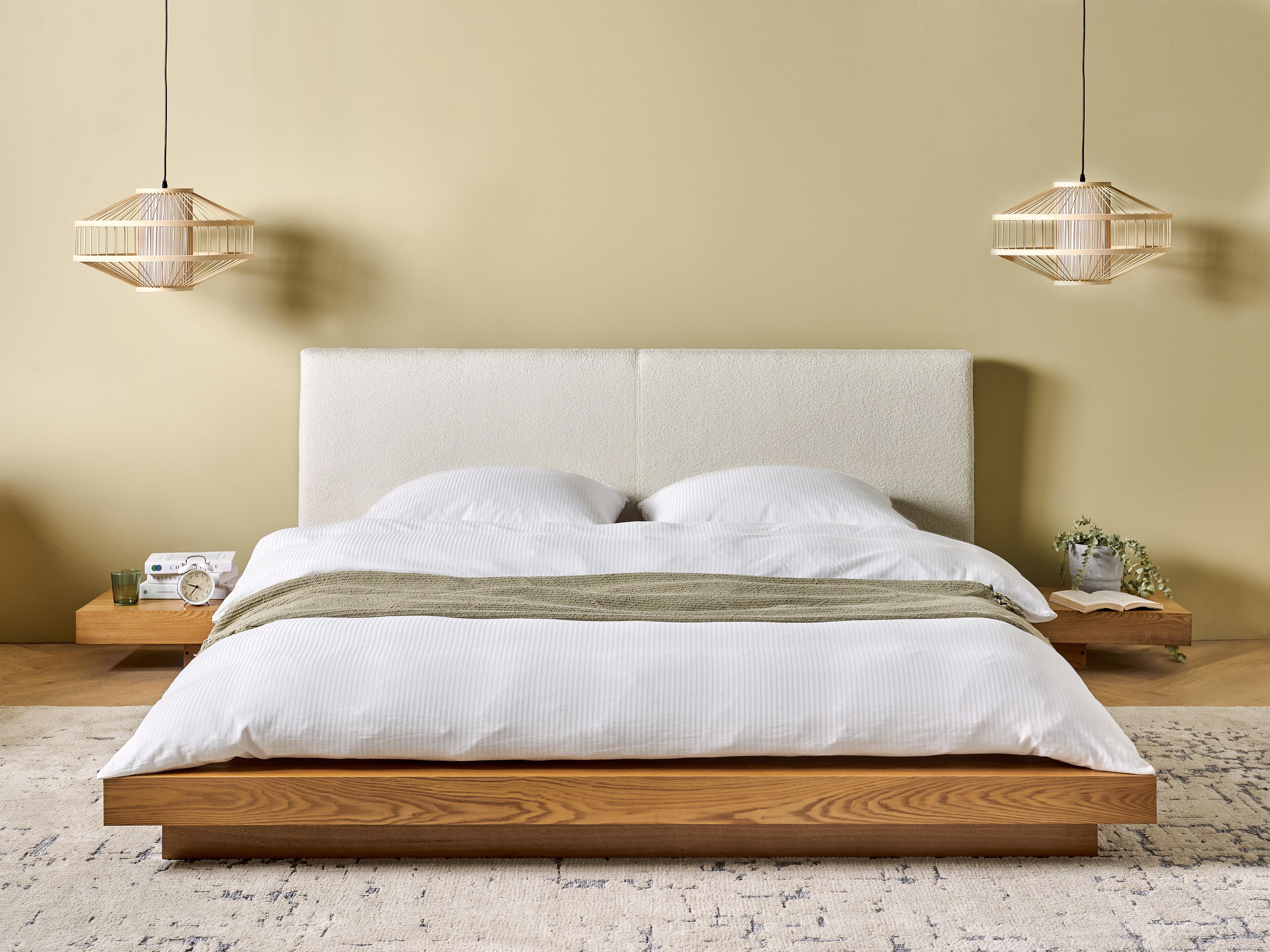 Bed Boucle ZEN 160 x 200 cm (EU King Size) Natural Ash Wood_931162