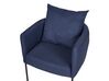 Faux Linen/Faux Leather Living Room Set Dark Blue and Brown MALMOS _931664