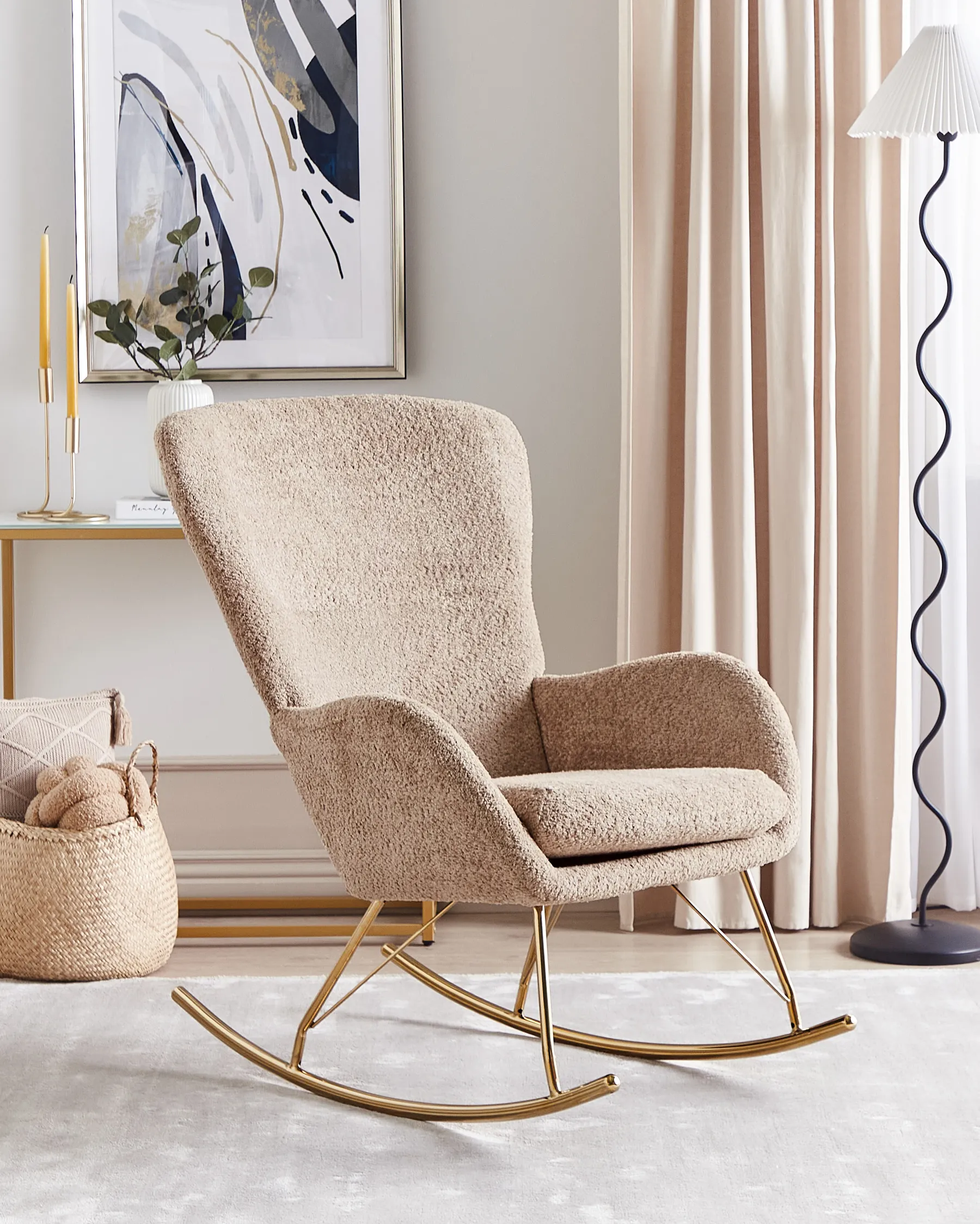 Rocking Chair ANASET Boucle Sand Beige_914702