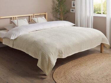 Cotton Bedspread 200 x 220 cm Light Beige CHAGYL