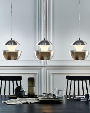 Metal Pendant Lamp Silver BOJANA