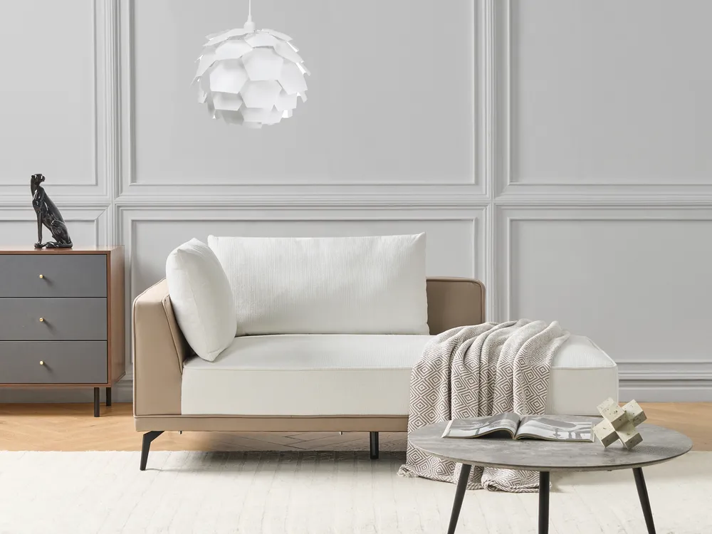 Corner Sofa 3 Seater MYKEN Fabric Off-White Left Hand_939608