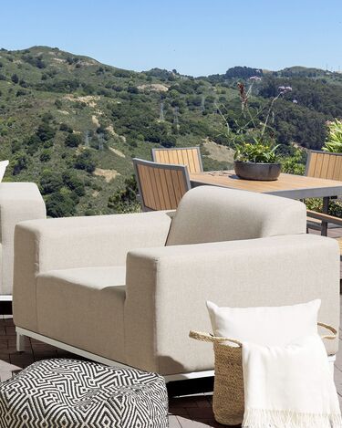 Set of 2 Garden Armchairs Beige with White ROVIGO