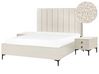 Conjunto de dormitorio de bouclé blanco crema 160 x 200 cm SEZANNE_939782