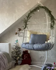 Hanging Chair with Stand ALLERA Metal White_1047392