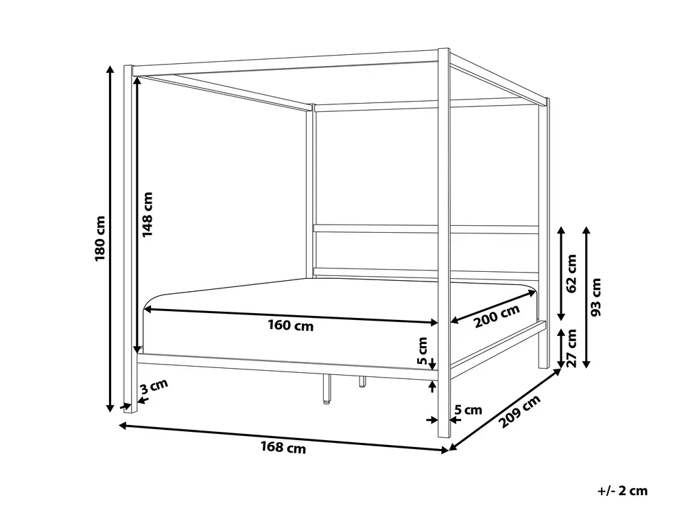 Four Poster Bed Metal LESTARDS 160 x 200 cm (EU King Size) White_863434