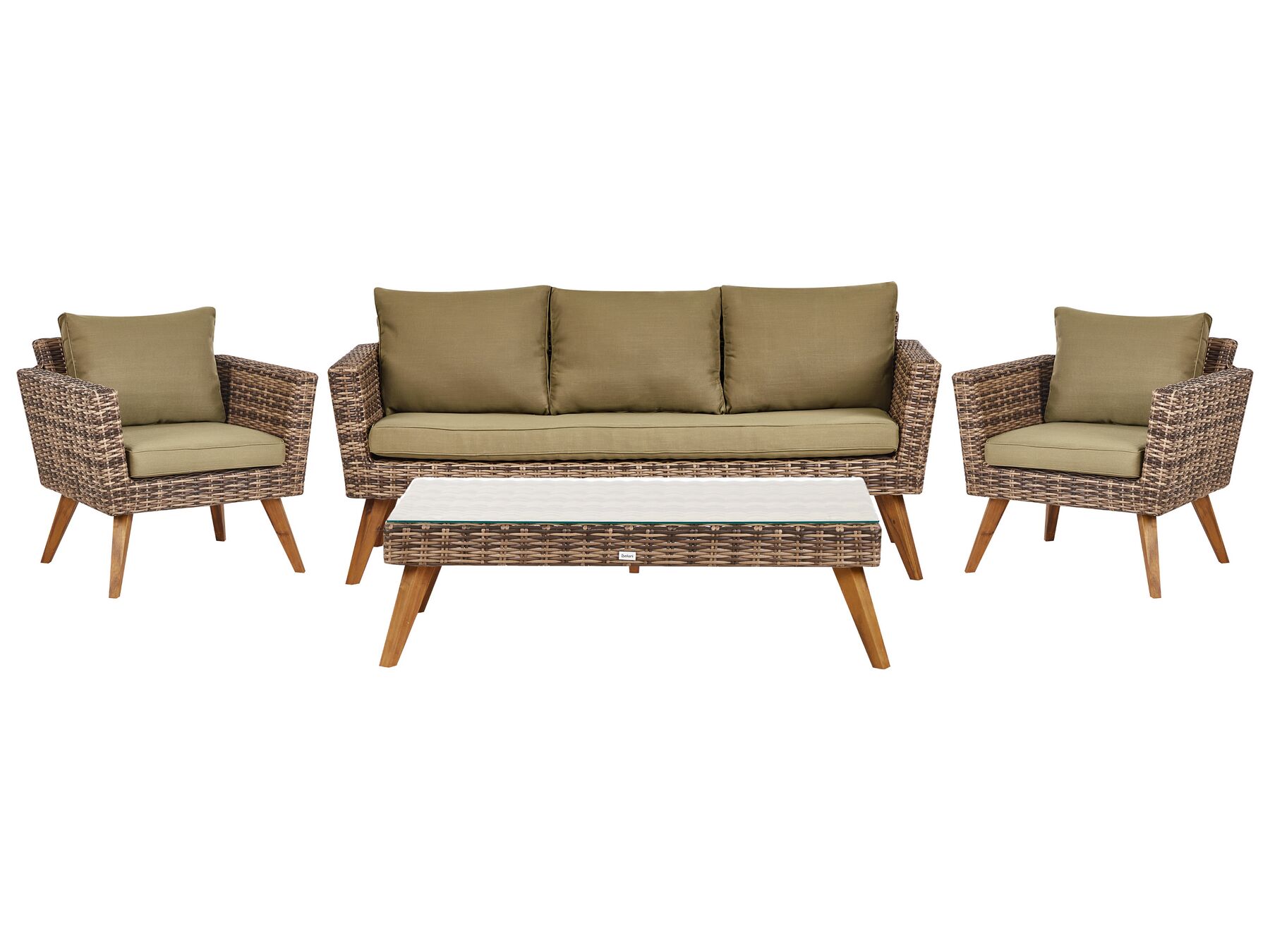 Lounge Set Rattan dunkelbraun 5-Sitzer Auflagen olivgrün VITTORIA XL_928559