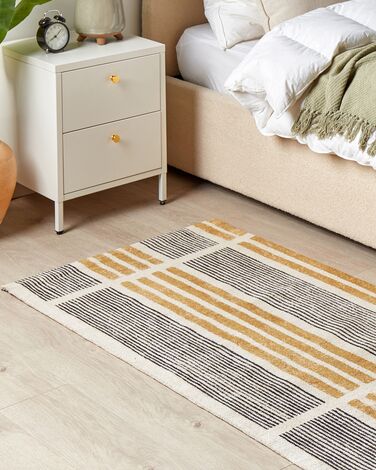 Cotton Area Rug 80 x 150 cm Yellow and Black KATRA