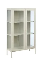 Witryna ze szklaną gablotą NASH 90 cm Metal Jasnobeżowy_1123491