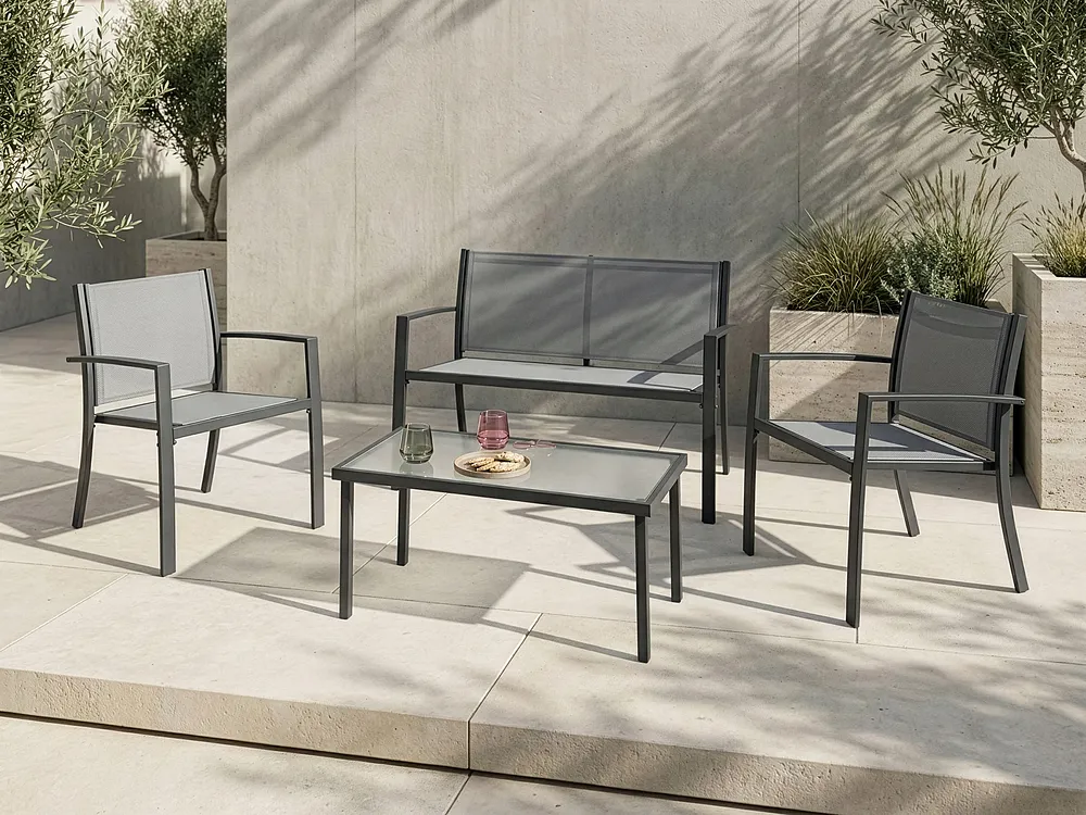 Set da giardino con tavolo 4 posti TAVOLETO Metallo Grigio_1154564