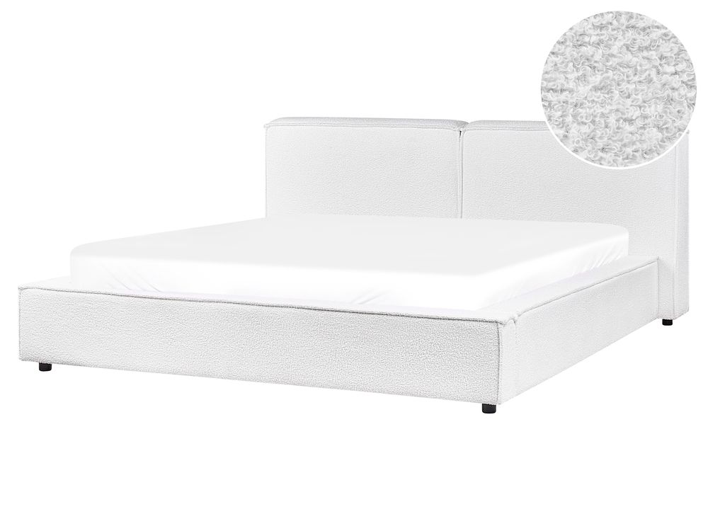 Bed Boucle LINARDS 160 x 200 cm (EU King Size) White