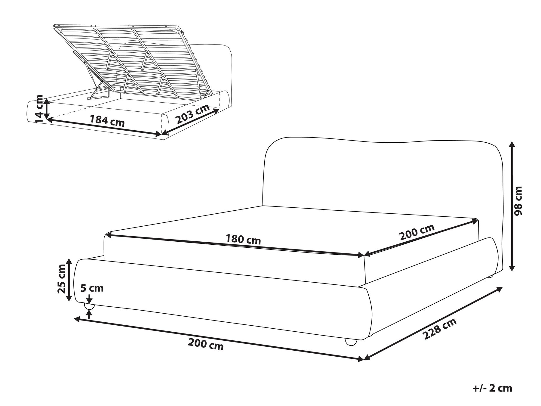 Ottoman Bed BLAGNAC Chenille Light Blue 180 x 200 cm (EU Super King)_971872