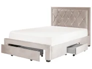 Bett mit Schubladen LIEVIN Samtstoff Beige 140 x 200 cm_858022