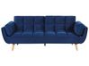 Sofa rozkładana welurowa niebieska ASBY_788072
