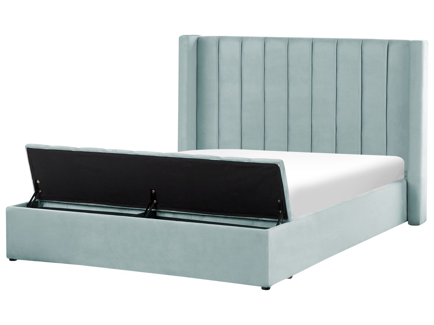 Sametová postel s úložným prostorem 160 x 200 cm mátově zelená NOYERS_834657
