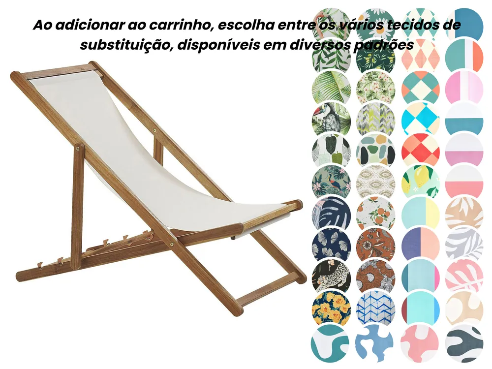 Cadeira de praia dobrável ANZIO com tecidos de substituição Madeira de acácia Castanho claro_860120