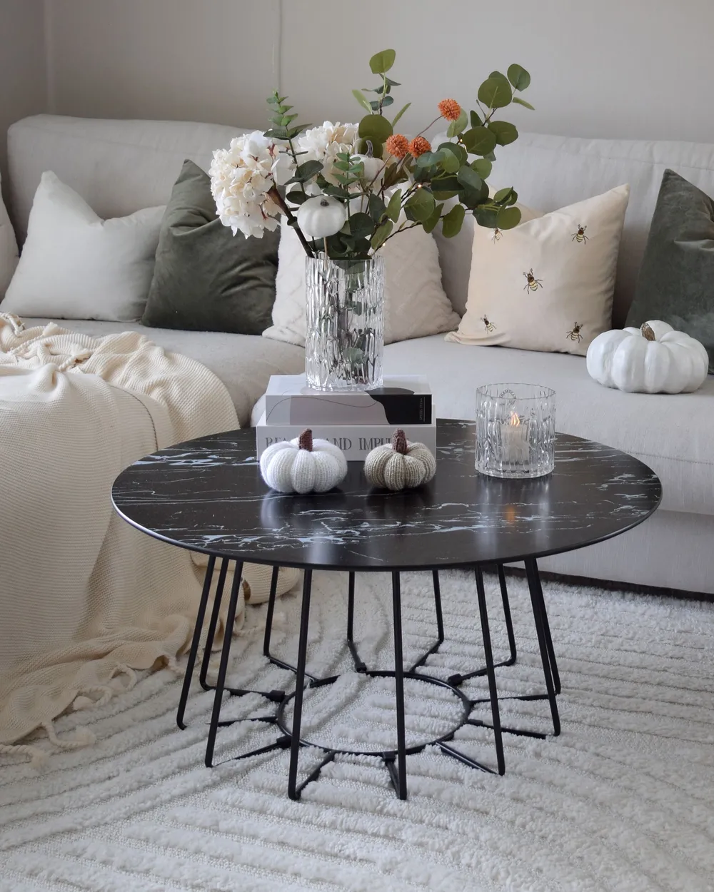 Coffee Table BERNIE Tempered Glass Black Marble_897371