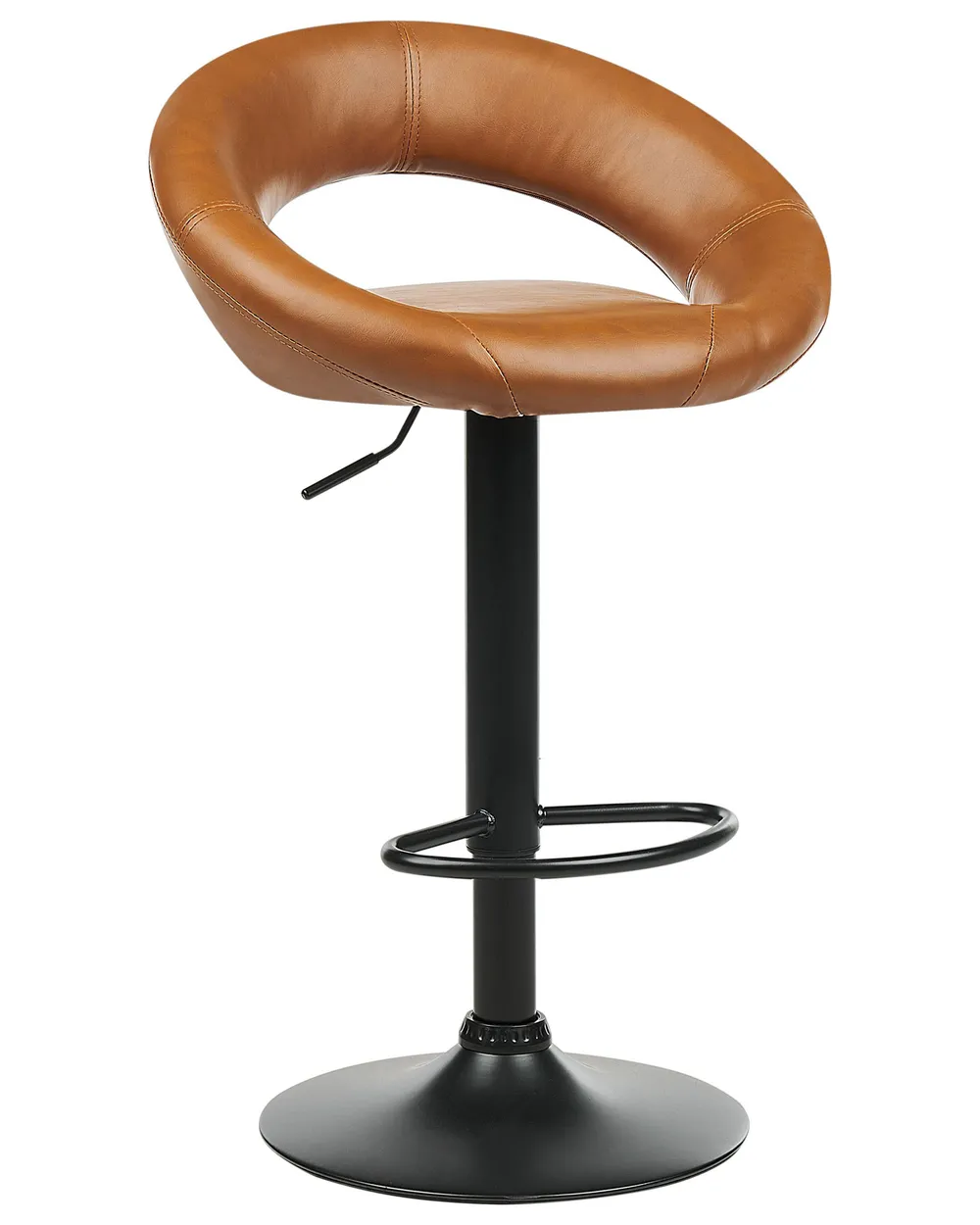 Set of 2 Bar Chairs PEORIA Swivel Faux Leather Golden Brown_894674