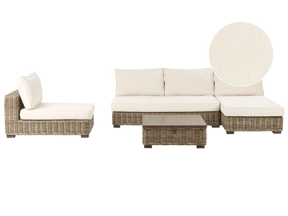 Garden Lounge Set with Table 4 Seater VARALLO Modular Rattan Grey Left Hand