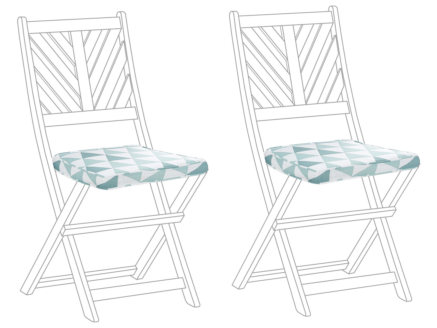 Sada 2 sedacích polštářů na zahradní židle vzor trojúhelníky modré/ bílé TERNI_844206