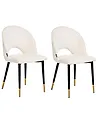 Set of 2 Dining Chairs MAGALIA Velvet Light Beige