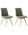 Set of 2 Dining Chairs CALGARY Fabric Dark Green
