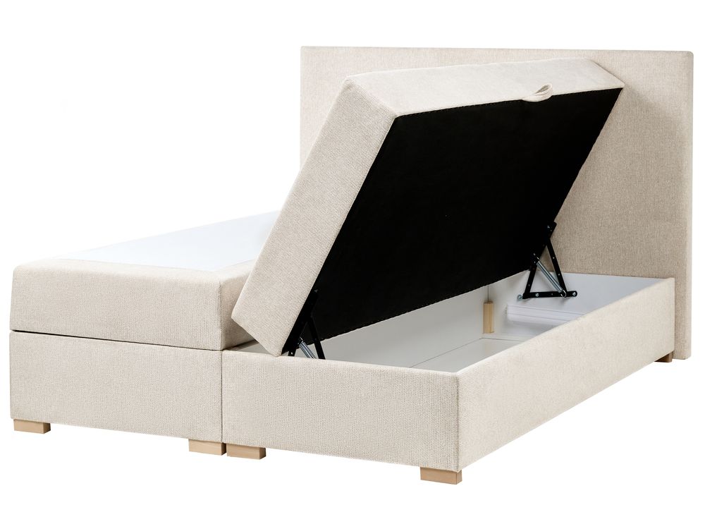 Divan Bed with Storage MAJOR Fabric Light Beige 140 x 200 cm (EU Double)