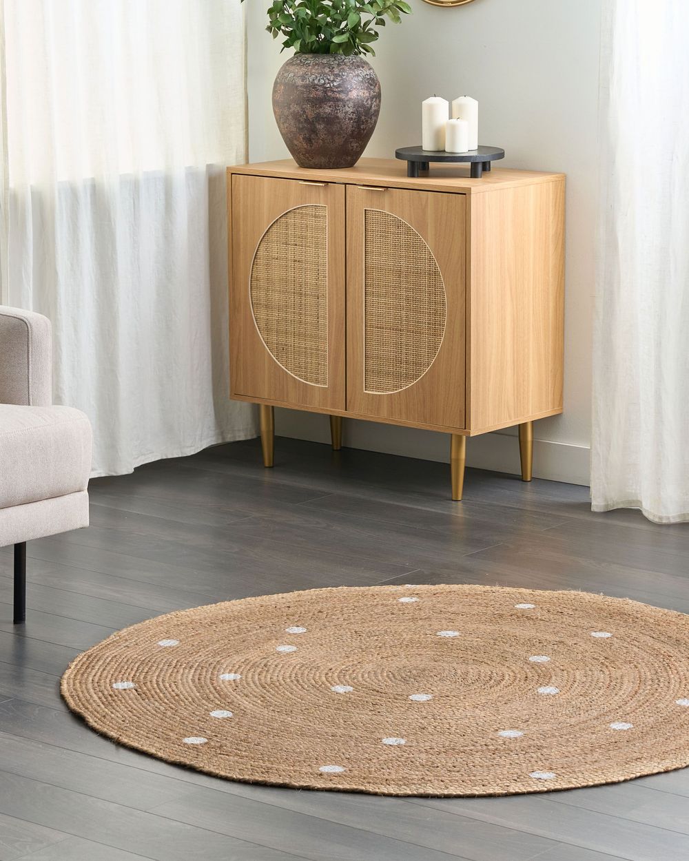 Rug KHARRA Beige ø 140 cm Jute