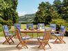 8 Seater Acacia Wood Garden Dining Set with Blue Cushions MAUI II_926708