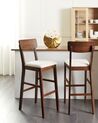  Set of 2 Wooden Bar Chairs Dark Wood and Light Beige AMBLER_926582