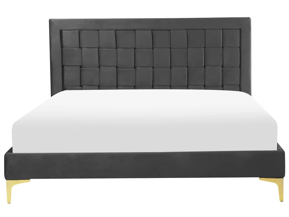 Cama Veludo LIMOUX 140 x 200 cm Preto_867214