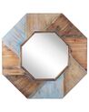 Octagonal Wooden Wall Mirror 77 x 77 cm Multicolour MIRIO_796893