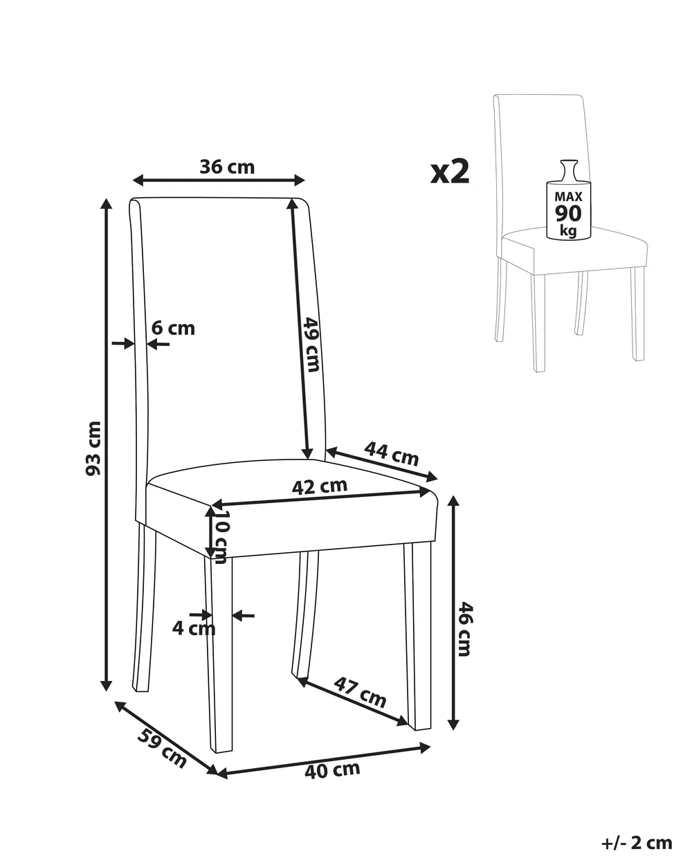 Set di 2 sedie da pranzo BROADWAY Marrone_802928
