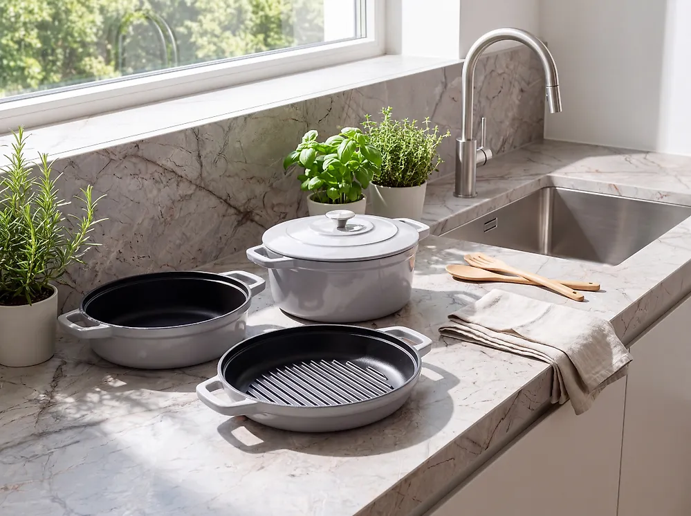 4 Piece Cast Iron Set CASTLINA Light Grey