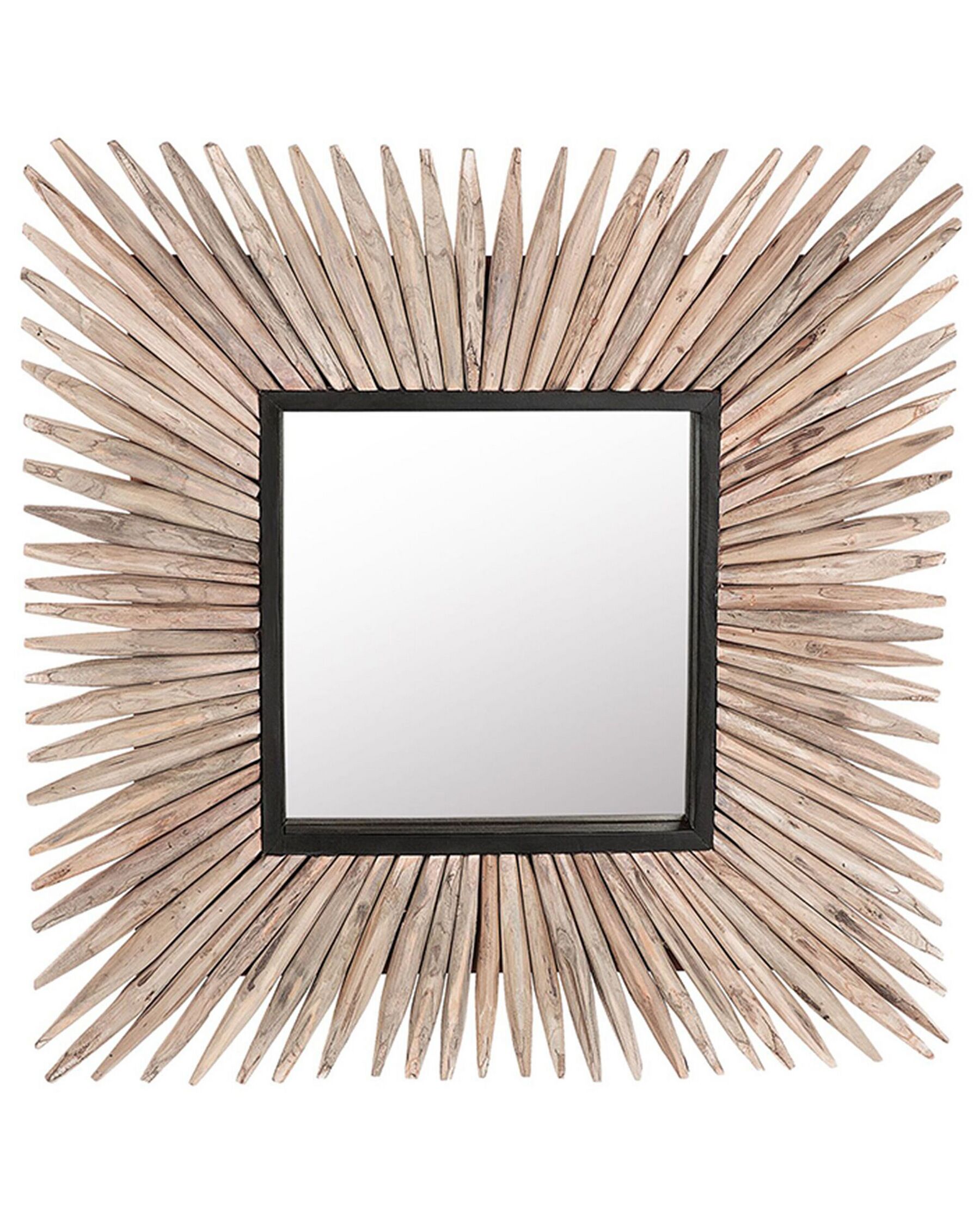 Wooden Wall Mirror 64 x 64 cm Light SASABE _759171