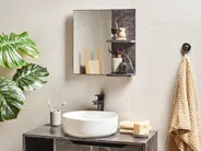 Wall Mirror with Shelf PELOTAS 45 cm 45 cm Marble/ Black_978126