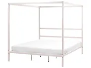 Four Poster Bed Metal LESTARDS 180 x 200 cm (EU Super King) Light Beige_1165326