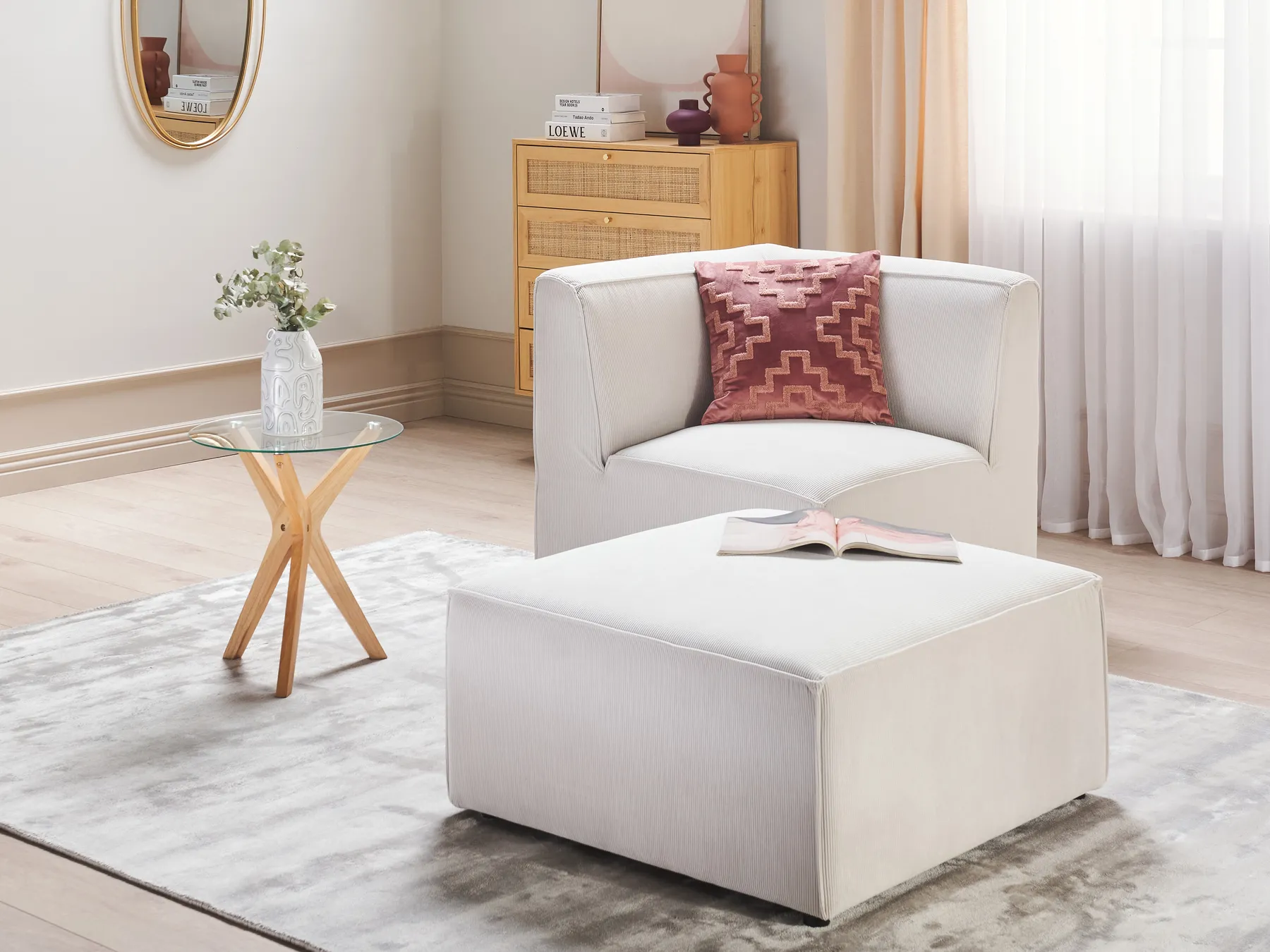 Ottoman LEMVIG Corduroy Off-White_869251
