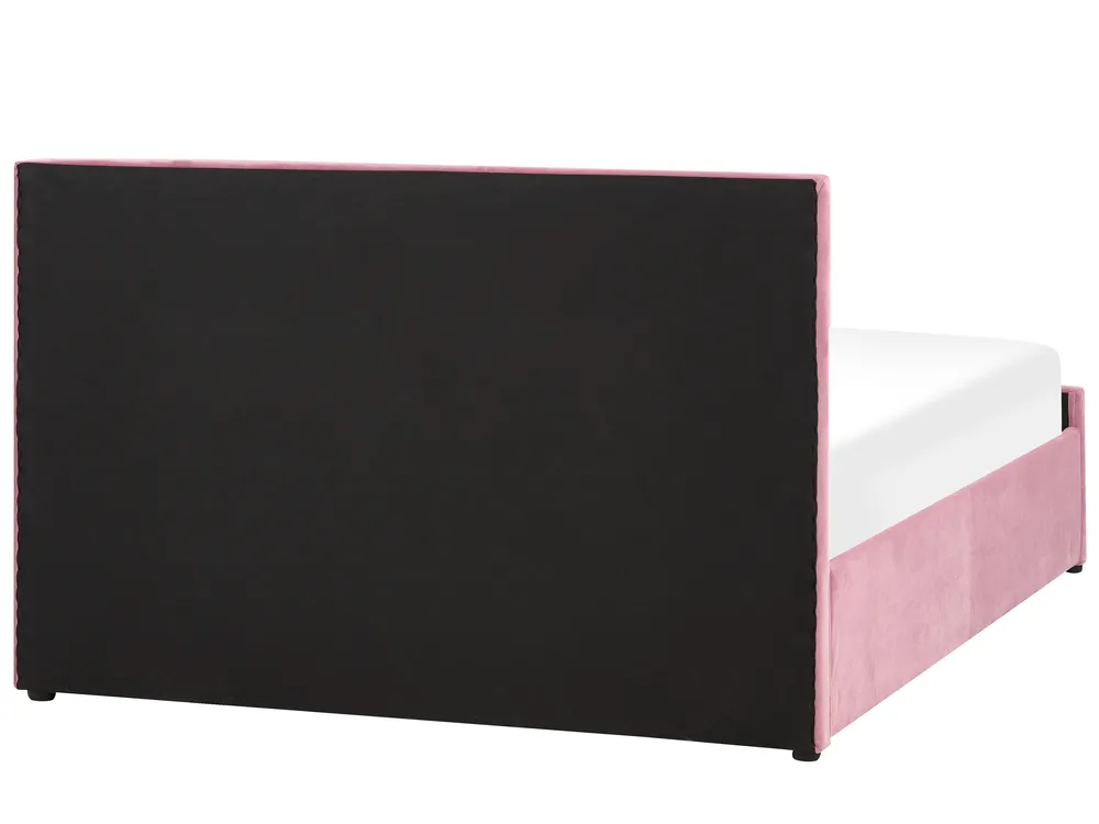 Ottoman Bed ROCHEFORT Velvet Pink 140 x 200 cm (EU Double)_857420