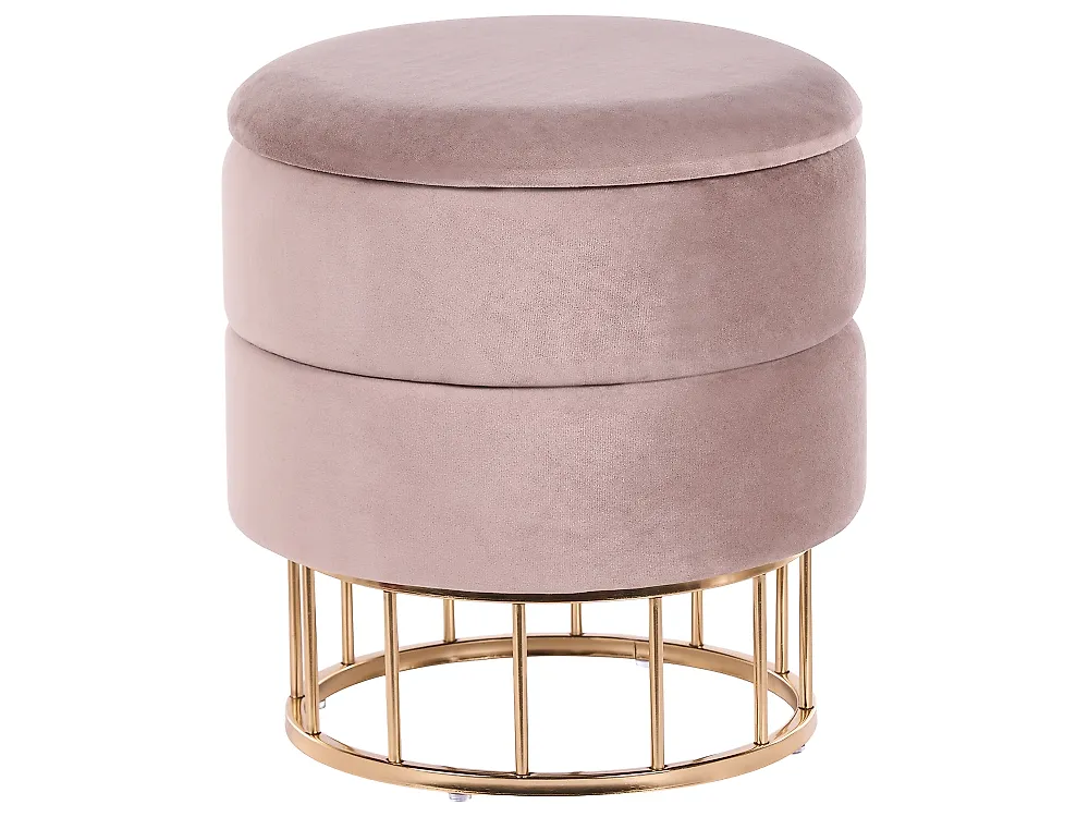 Pouf mit Stauraum ELGIN Samtstoff Taupe