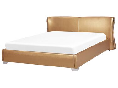 Kožená vodní postel 180 x 200 cm zlatá PARIS