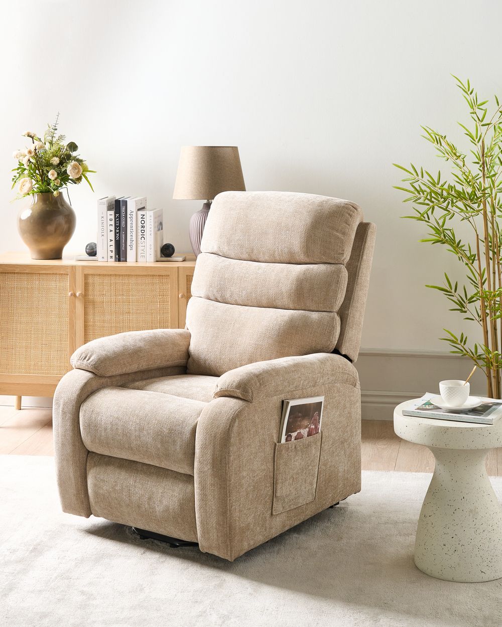Beige recliner armchair on sale