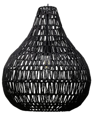 Závěsná pletená lampa z papíru v černé barvě MOLOPO